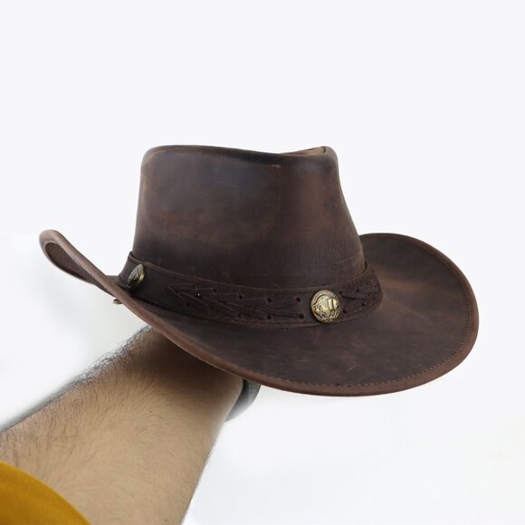 Stellman Leather Tides Hat Rustic Western Outback Cowboy Style Vintage Unisex - Picture 4 of 6